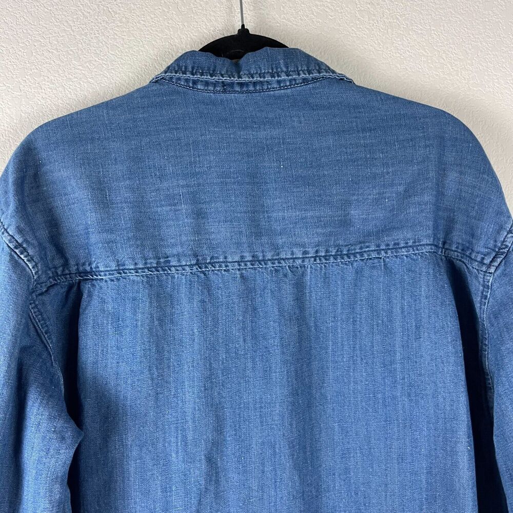 WeWoreWhat Linen Blend Top Womens XS Small Blue Long Sleeve Button Down - Picture 11 of 13